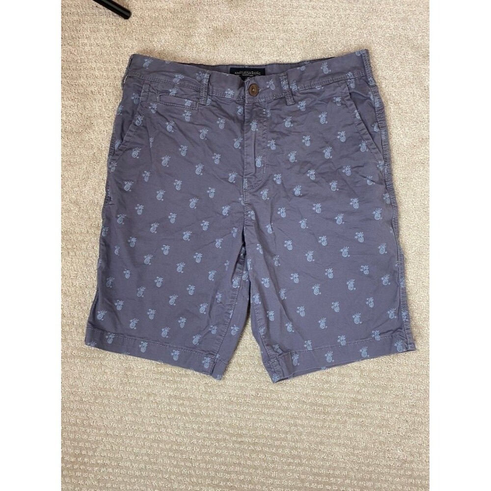 American Eagle Next Level Flex Men's Chino Shorts 31 Gray Pineapple Preppy Beach